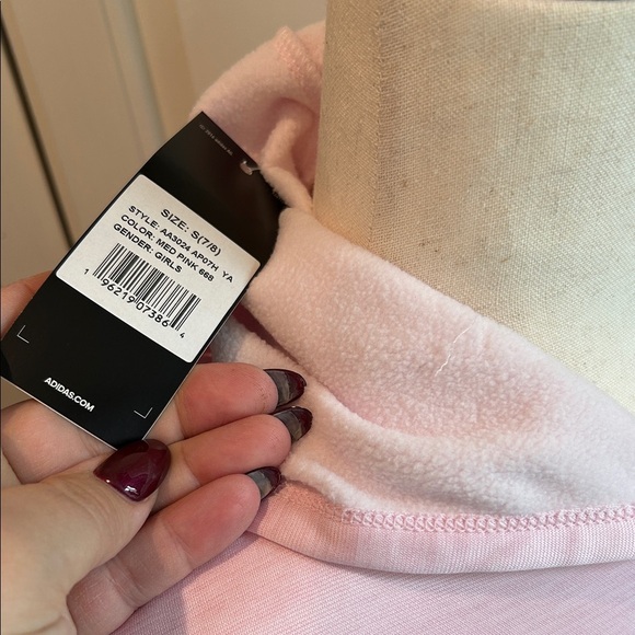 NEW Adidas Kids Light Pink Hoodie- Size Kids 7/8- Adidas Kids sweatshirt - Picture 3 of 7